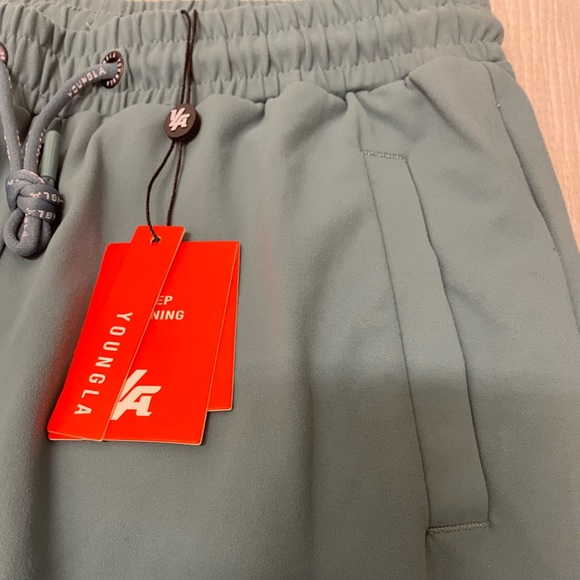 YoungLA Joggers Homme Medium 228 Gris Nuage Pantalon Cordon Logo Brodé